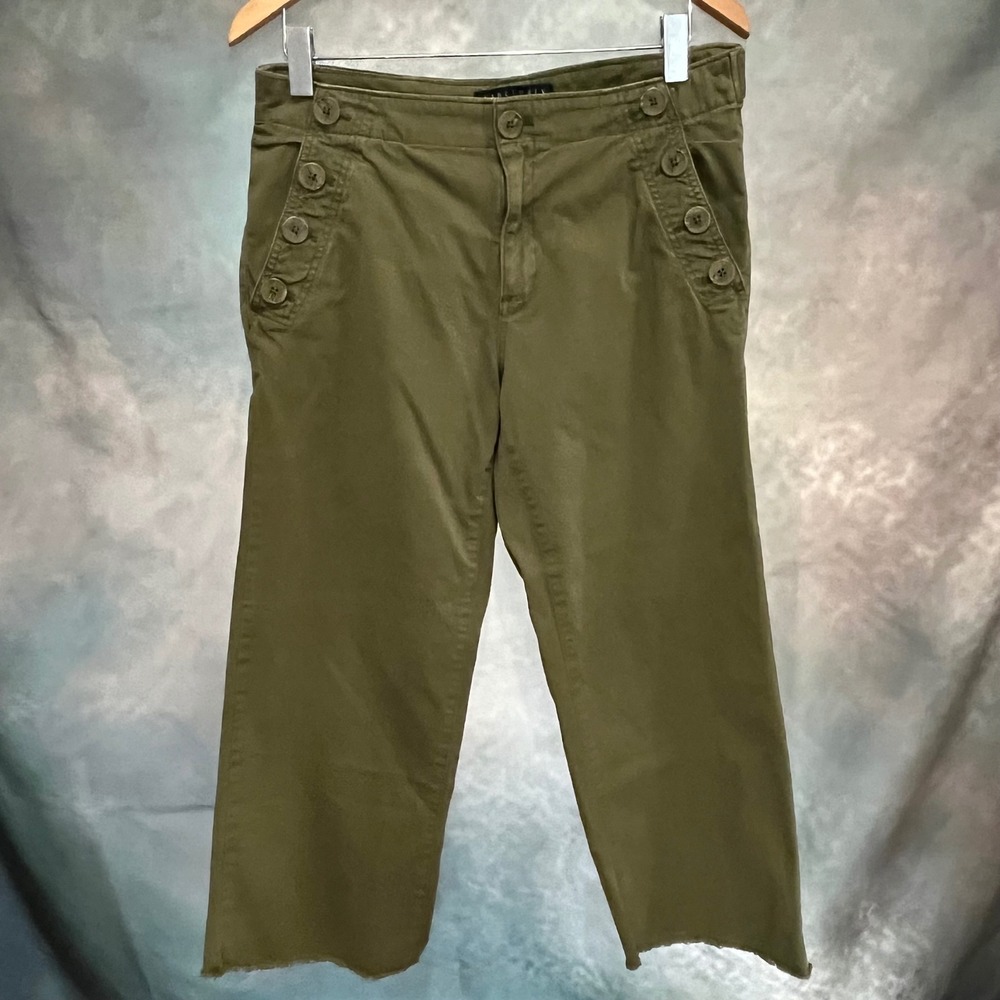 Sanctuary Standard Surplus Olive Green Sailor Button Wide Leg Crop Pants‎ 30
